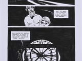 un dessin en noir et blanc représentant un homme et une horloge