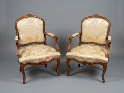pair of louis xv style armchairs