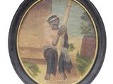 une photo d'un tableau représentant un homme pendu à un arbre