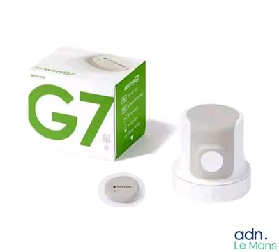 a white box with a green and white logo next to it