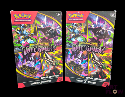 two packs of pokemon trading cards are shown on a black background