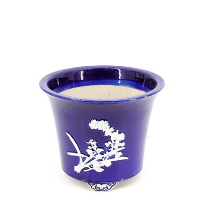 Cache-pot en faïence émaillée à décor de style chinois en bl…