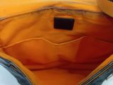 a black and orange bag with a zipper on it