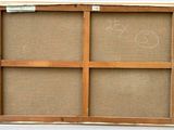 a picture of an old window with a chalkboard on it