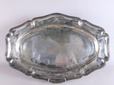 a silver tray that is sitting on a table