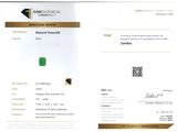 the certificate of a green diamond is displayed on a white background