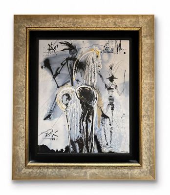 an image of a painting of a skeleton in a gold frame