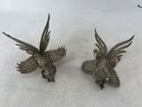pair of antique silver plated pheasants with wings