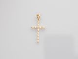 Pendentif en forme de croix en or jaune 14 carats serti de diamants