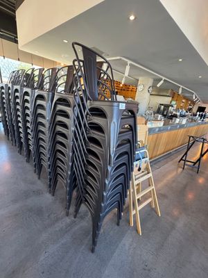 le nombre de chaises alignées dans une pièce
