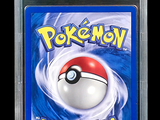 the card is in a clear plastic case with a pokemon logo on it