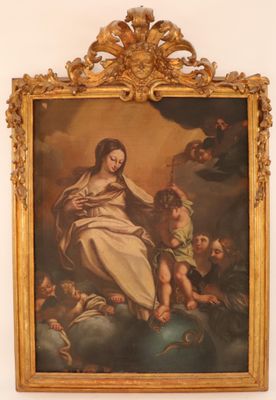 une image d'un tableau représentant une femme tenant un enfant dans ses bras