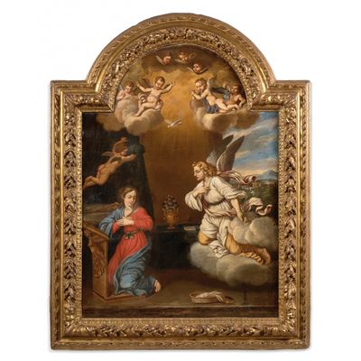 une image représentant un tableau d'anges, encadré dans un cadre doré