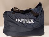 navy blue nylon tote bag with white intlex logo