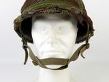 a close up of a helmet on a mannequin head