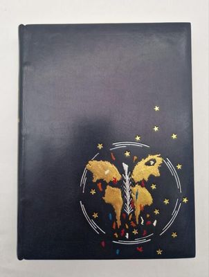 a black book with a picture of two horses on it