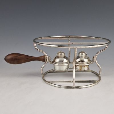 silver plated salt and pepper shaker set with wooden handle