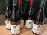 plusieurs bouteilles de vin sont alignées sur une table en bois