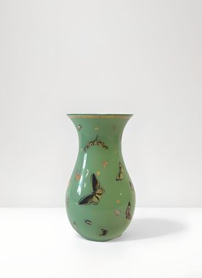 Vase de forme balustre en papier peint et verre soufflé à dé…