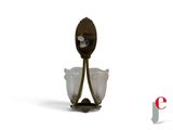a spoon and two glasses sitting on a stand