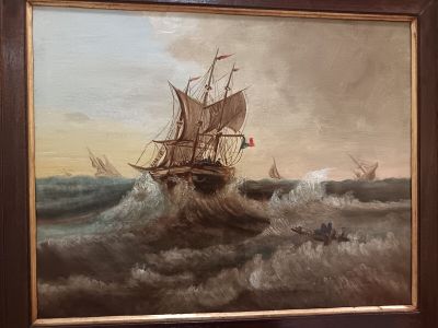 Ecole Française (fin XIXè) "Tempête en mer", huile sur toile…