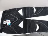 a pair of black pants with white stitching on them