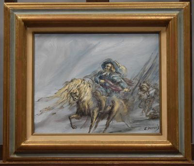 un tableau représentant un homme à cheval