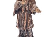 bronze statue of a man with a hat and robe on a pedestal