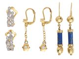 six paires de boucles d'oreilles en or et en lapis-lazuli