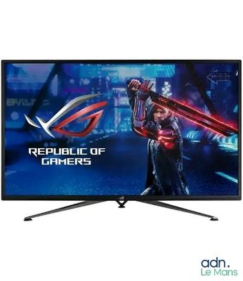 a close up of a gaming monitor with the asus republic of gamer logo on it