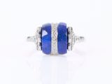 an image of a blue and white stone ring with diamonds