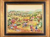 painting of a painting of a family gathering in a field