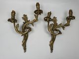 pair of antique brass wall sconces with birds and flowers