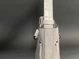 a white guitar case that has a guitar in it