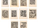 un ensemble de douze gravures « etci » représentant diverses scènes