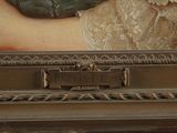 a picture of a painting of a woman on a piano