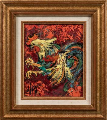 DANTY Henri-Maurice (1910-1998) - "Le coq de combat " Huile …