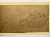 an old drawing of a man riding a horse drawn on a piece of paper