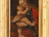 an old painting of a woman holding a baby in her arms