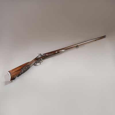 Fusil de chasse, double, à percussion. Canons en table, rond…