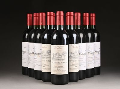 six bouteilles de vin rouge alignées sur une table