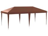 une tente à auvent marron, à quatre pieds, avec une paroi latérale