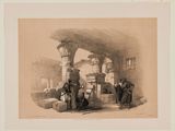 un vieux dessin représentant un groupe d'hommes debout devant un bâtiment