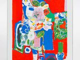 an image of a painting of a vase with flowers on it