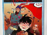 the cover of a comic book with an image of a boy holding a red umbrella