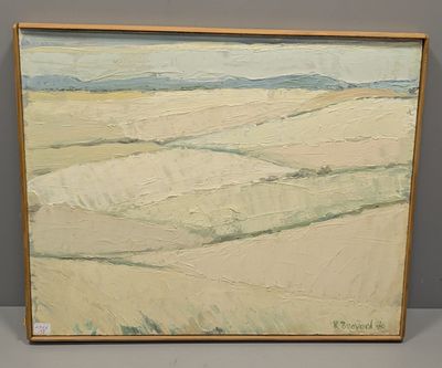 une image représentant un tableau représentant un paysage, dans un cadre en bois