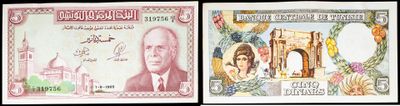 deux billets de banque différents sur lesquels figurent respectivement l'image d'un homme et celle d'une femme