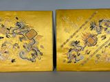 pair of chinese silk paintings of dragon and phoenix