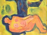 une image représentant un tableau où l'on voit une femme allongée par terre