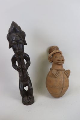 Lot de deux pièces importante statue Baoulé Côte d'Ivoire et…